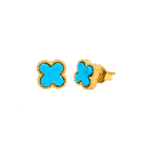 turquoise clover studs / EARRINGS - turquoise