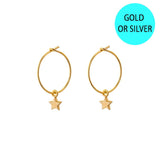 Emilia star HOOP EARRINGS - small HOOP - star - as seen on Emilia Fox on Silent Witness