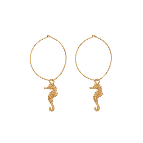 flora seahorse large HOOP EARRINGS - large hoop