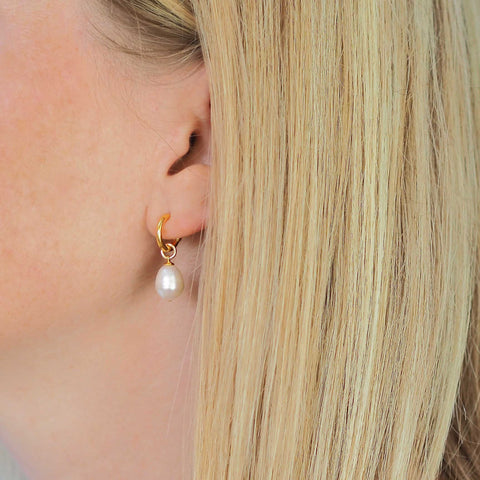 pearl earrings - hoops