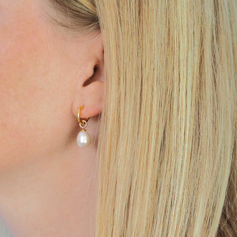 pearl earrings - hoops