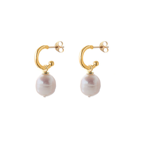 pearl earrings - hoops