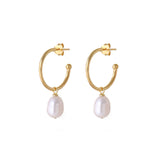 pearl large HOOP EARRINGS - large hoop - pearl