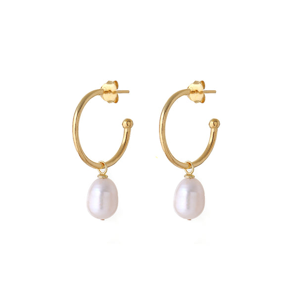 pearl large HOOP EARRINGS - large hoop - pearl