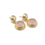 Alice drop earrings - moonstone and rose