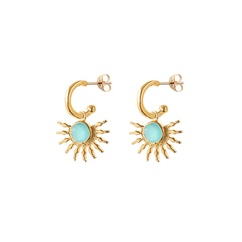 sunburst earrings - aqua