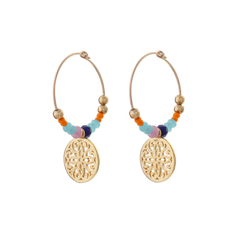 amelia beaded HOOP EARRINGS - large - rainbow