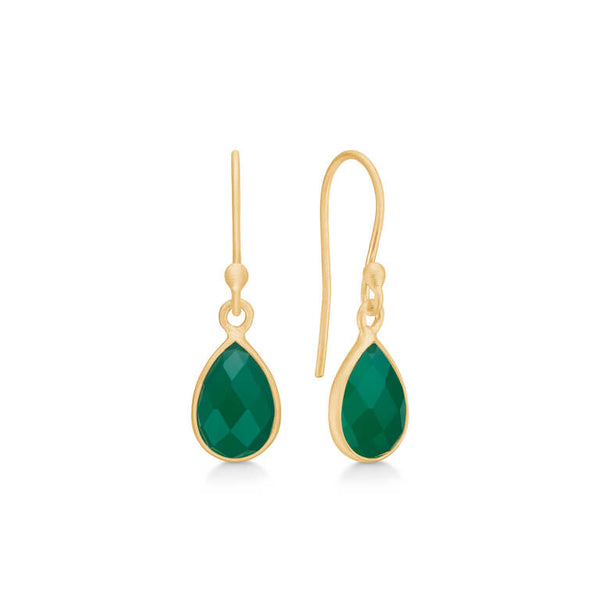peardrop earrings - emerald green