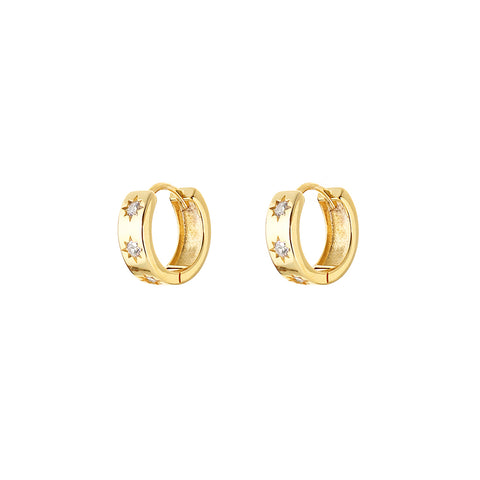 tara HOOP EARRINGS | wider hoop | plain - studded with white topaz - gold