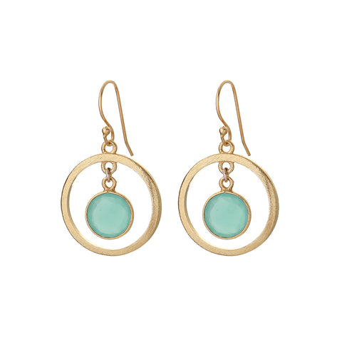 circle earrings -aqua