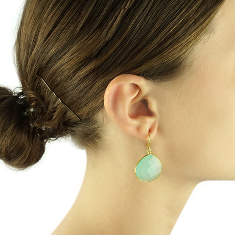 classic round drop earrings - aqua