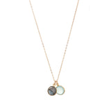 DOUBLE DROP PENDANT (GOLD) - AQUA AND SMOKE