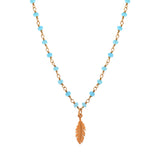 rosary bead NECKLACE - feather, turquoise