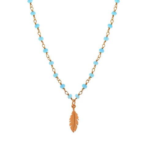 rosary bead NECKLACE - feather, turquoise