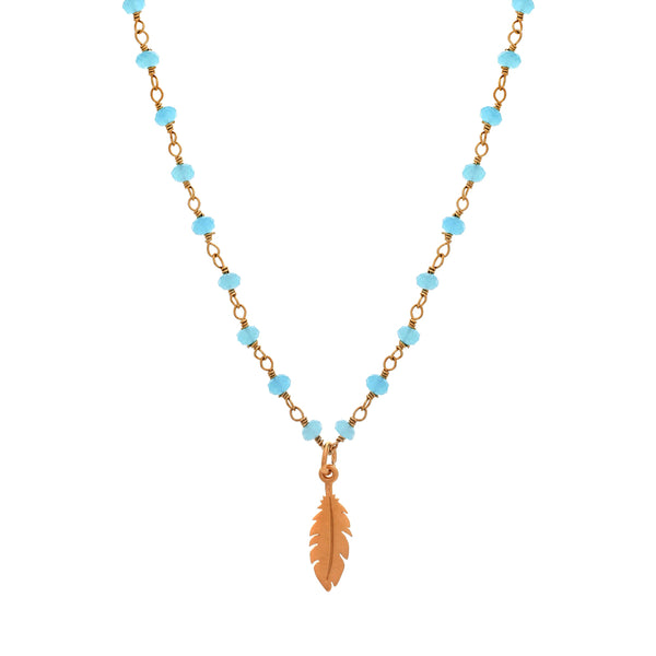 rosary bead NECKLACE - feather, turquoise