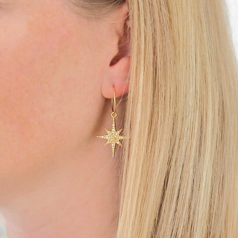 STARBURST HOOP EARRINGS - small hoops - starburst - astra - gold