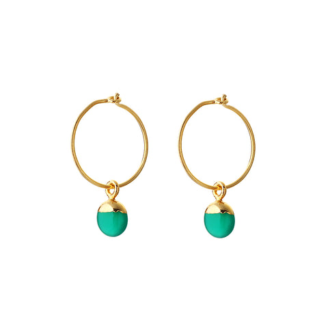 xanthe pebble HOOP EARRINGS - small hoop, emerald
