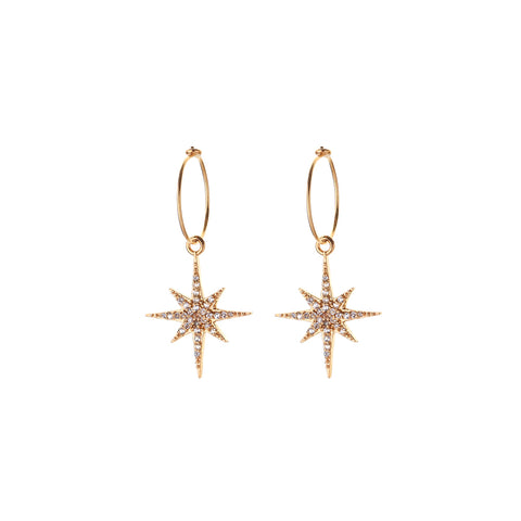 STARBURST HOOP EARRINGS - small hoops - starburst - astra - gold