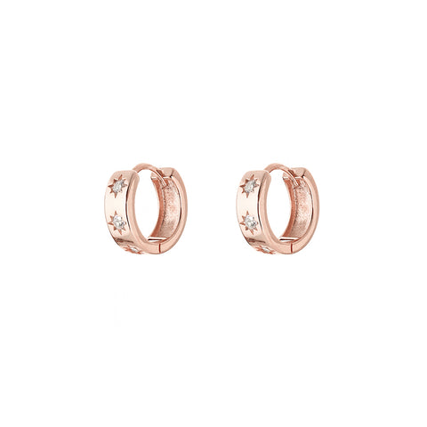 tara HOOP EARRINGS | wider hoop | plain - studded with white topaz - rose gold