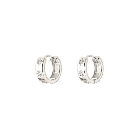 tara HOOP EARRINGS | wider hoop | plain - studded with white topaz - sterling silver