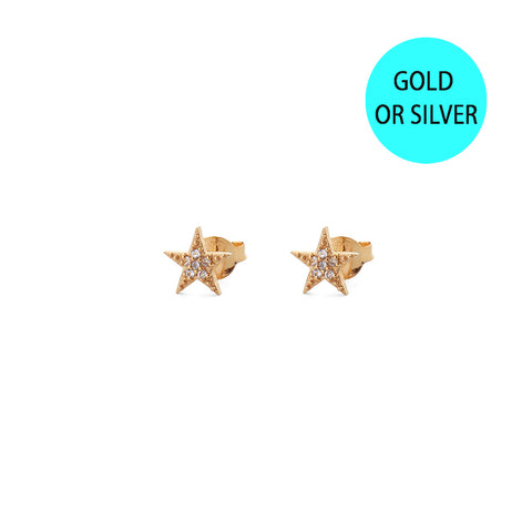 zoe starburst diamante star studs / EARRINGS - gold